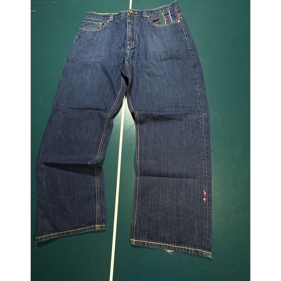 VTG Y2K Coogi Jeans 38x32 Baggy Hip‎ Hop Skater Grunge Wide Leg Sewn Embroidery - Picture 6 of 13